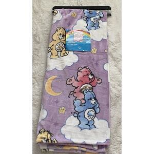 Care Bears Soft Plush Throw Blanket 50 X 70” Purple Clouds Moons Stars NEW